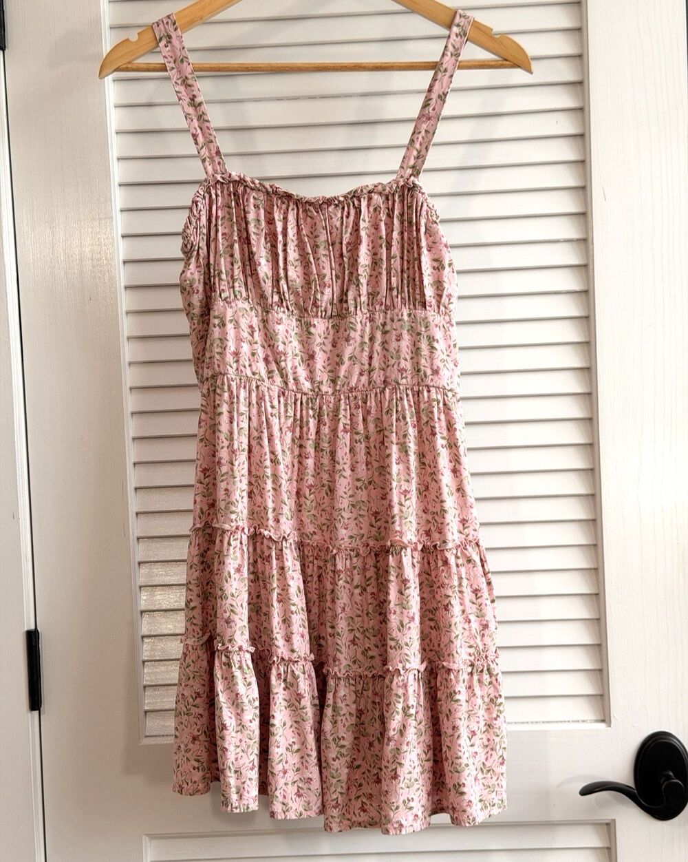 Altar'd State Pink Floral Tiered Mini Dress | Women's Medium